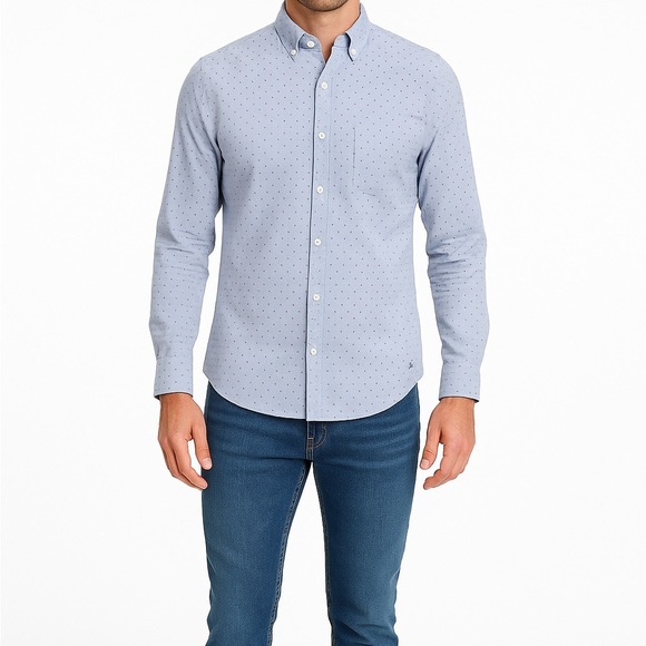 Original Penguin Heritage Slim Fit Button Down Light Blue Micro Dot 16.5/34-35 - Picture 3 of 14